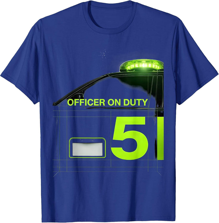 Officer On Duty: 5 Playful Police Officer Kids Toddler T-Shirt - Royal Blue