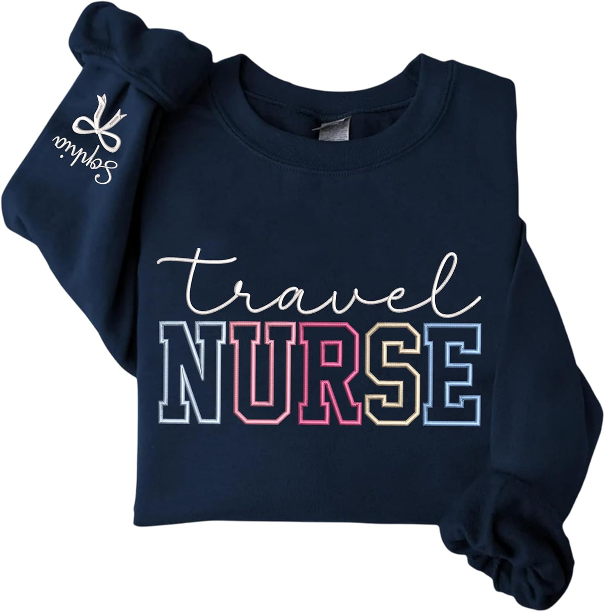 Personalized Embroidered Nurse Sweatshirt - Custom Name & Specialty, Nursing Gift For Graduation Appreciation - Travel Nurse