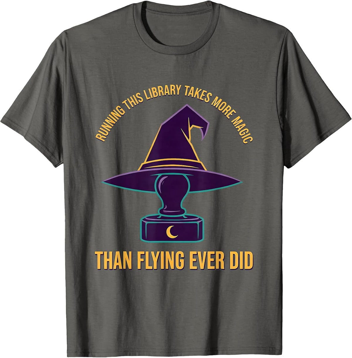 Men's Running This Library Takes More Magic Than Flying Ever Did T-Shirt - Asphalt Grey