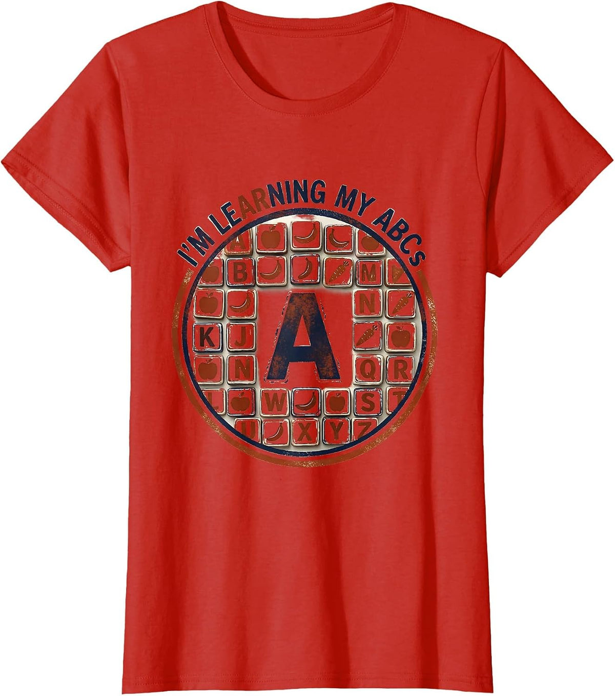 I'm Learning My ABCs Rubber Stamp Kids Alphabet Chart T-Shirt - Red