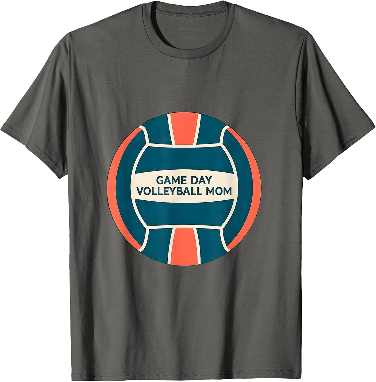 Game Day Volleyball Mom Disrupted Stripe Graphic Team Colors T-Shirt - Asphalt Grey