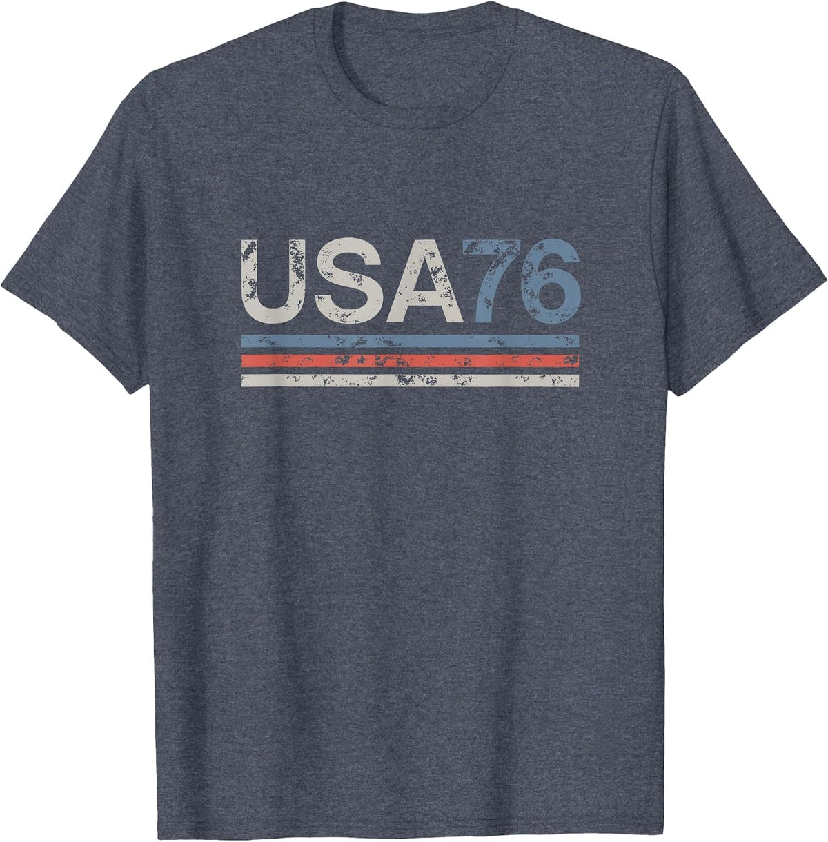 Retro Stripes 4th of July America USA 1776 T-Shirt - Heather Blue