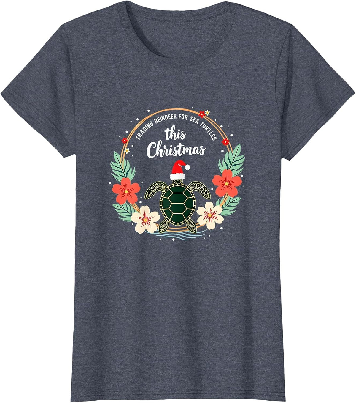 Mademark Octopus & Sea Creatures T-Shirt - Heather Blue-trading Reindeer for Sea Turtles Hawaiian