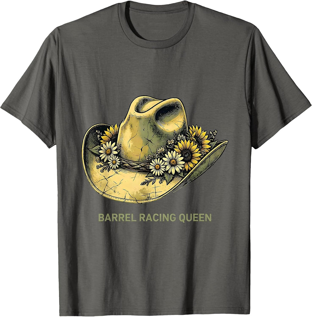 Men's Barrel Racing Queen Rodeo Cowgirl Design T-Shirt - Asphalt Grey