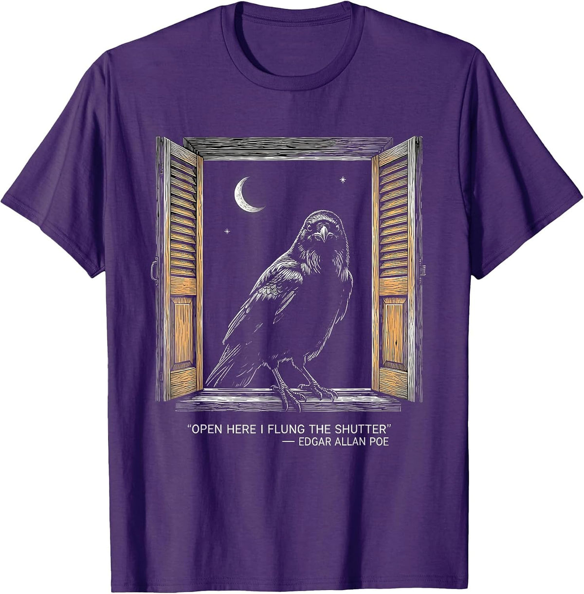 Men's Open Here I Flung The Shutter Edgar Allan Poe Gothic T-Shirt - Purple