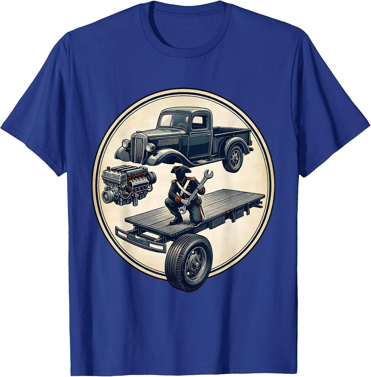 Valley Forge Automotive Revolutionary War Mechanic T-Shirt - Royal Blue