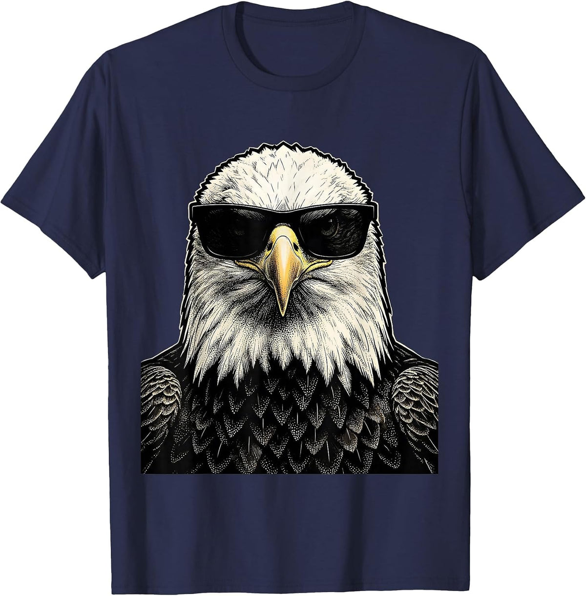 Men's Bald Eagle Oversized Sunglasses Funny Eagle Lover T-Shirt - Navy Blue