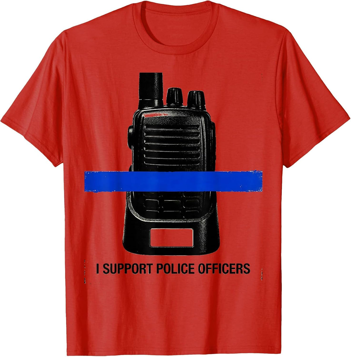 Men's I Support Police Officers Thin Blue Line Police Support T-Shirt - Red