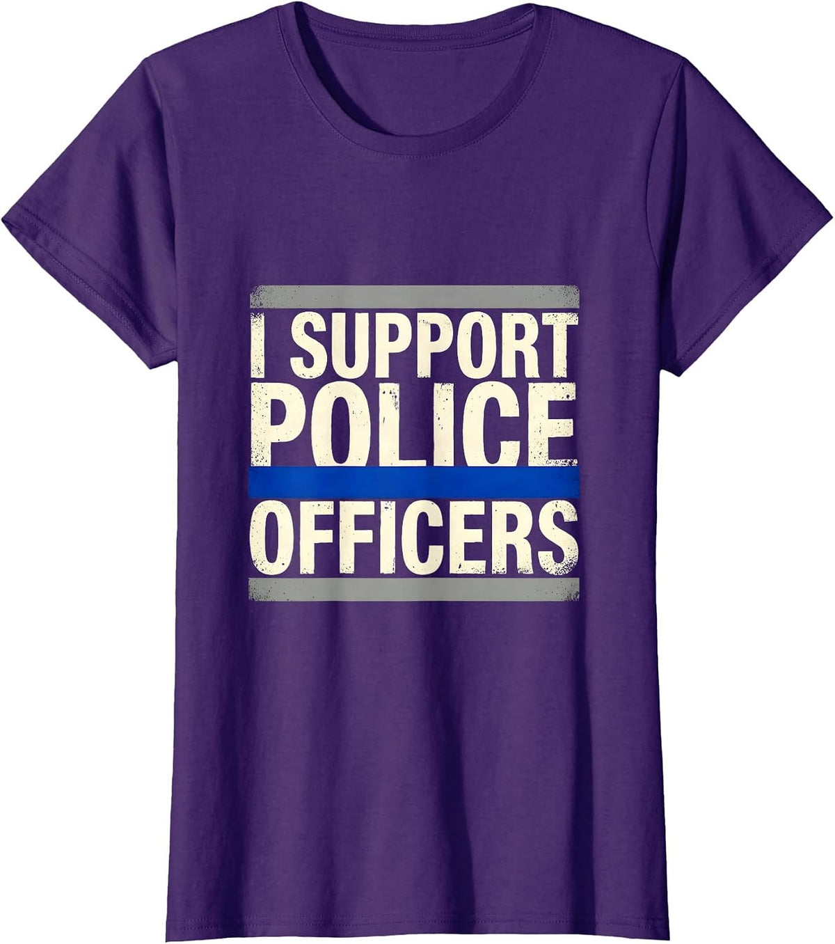 Women's I Support Police Officers Thin Blue Line Back The Blue T-Shirt - Purple