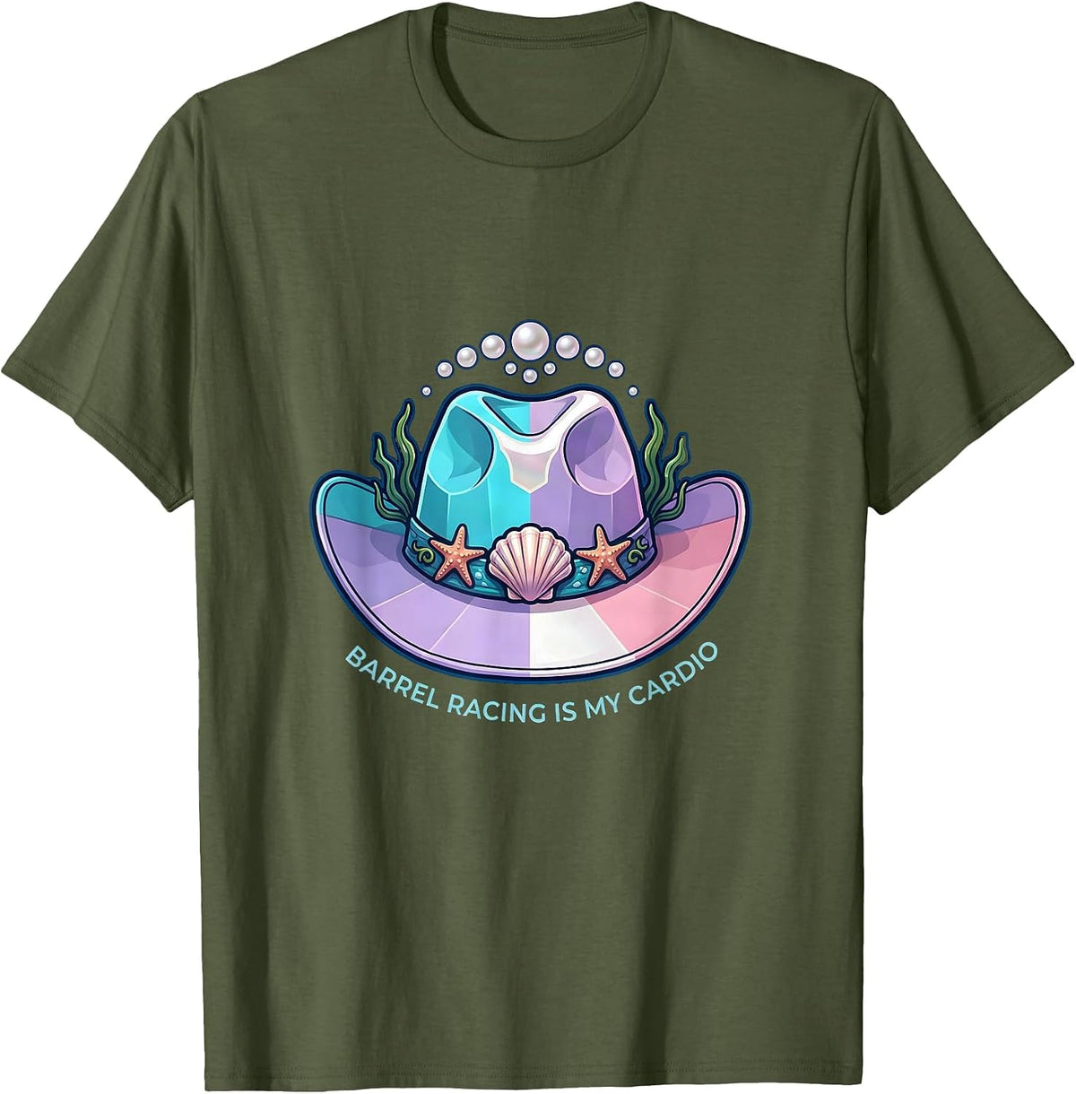 Men's Barrel Racing Is My Cardio Rodeo Design T-Shirt - Olive Green