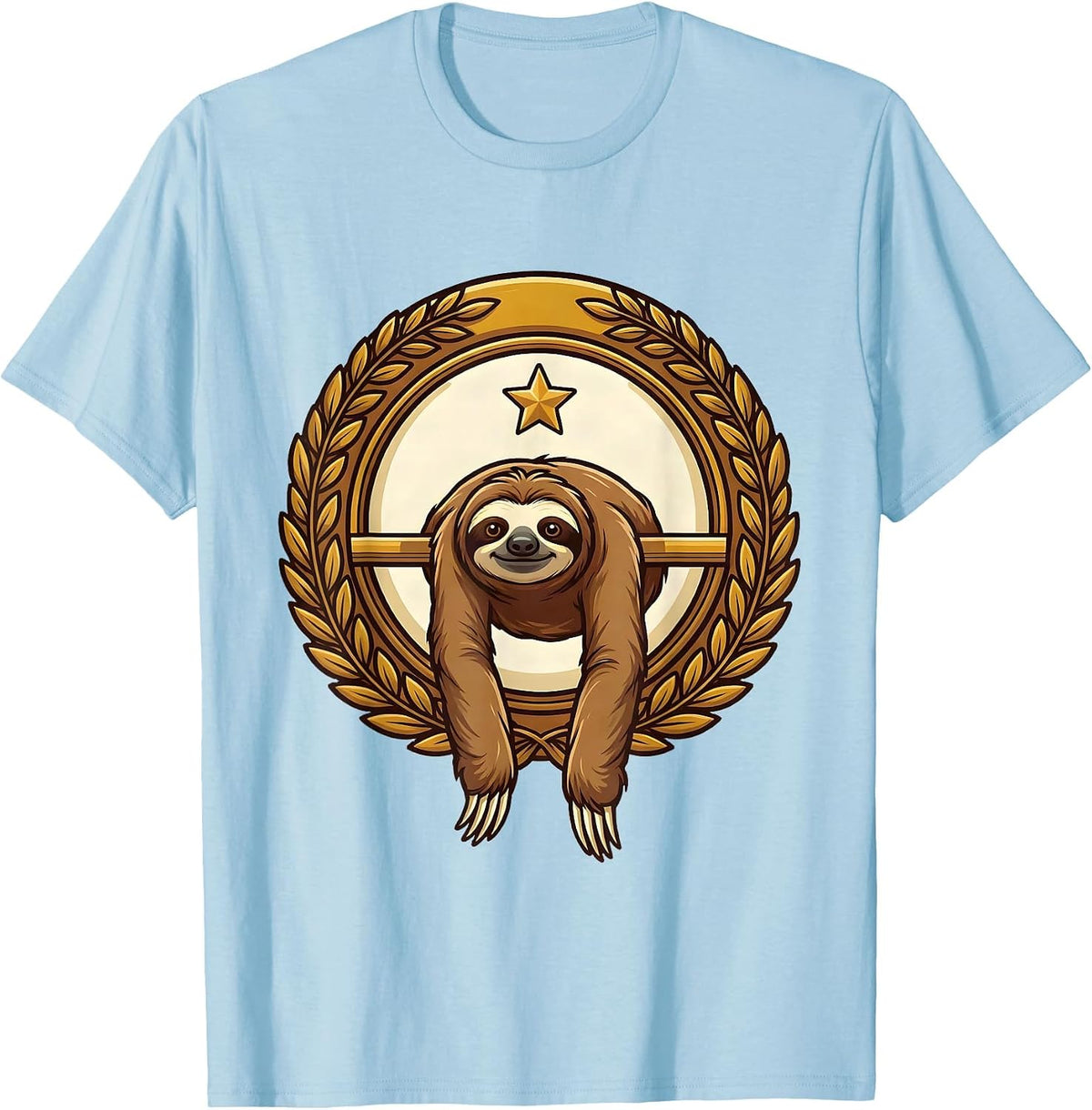Men's Masked Sloth Chill Cartoon Humor Novelty T-Shirt - Baby Blue