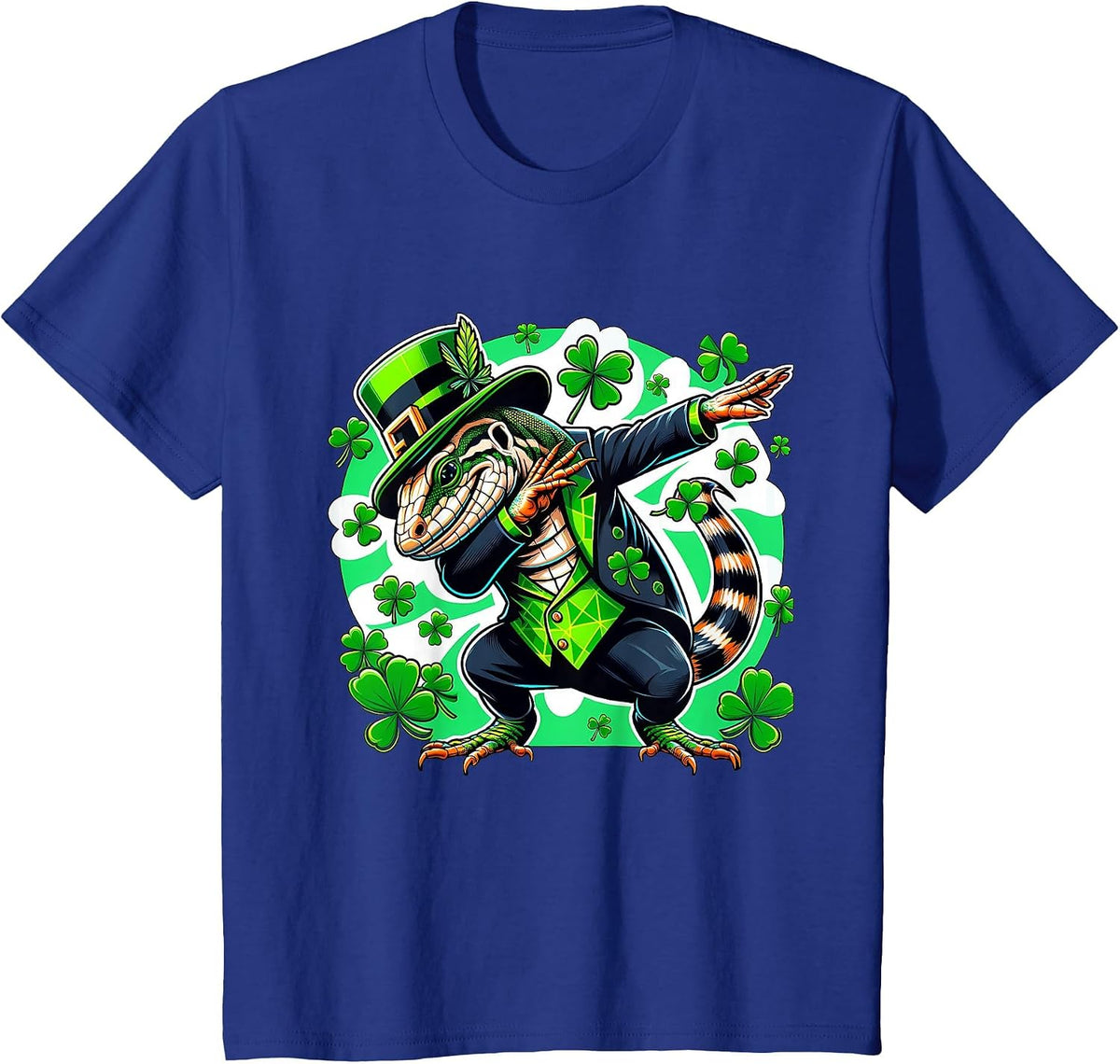 St Patricks Leprechaun Dabbing Argentine Tegu T-Shirt - Royal Blue