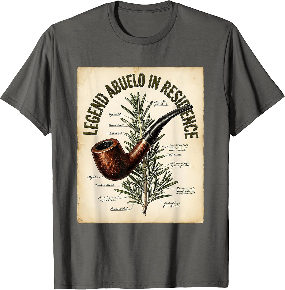 Legend Abuelo In Residence Grandfather Design T-Shirt - Asphalt Grey