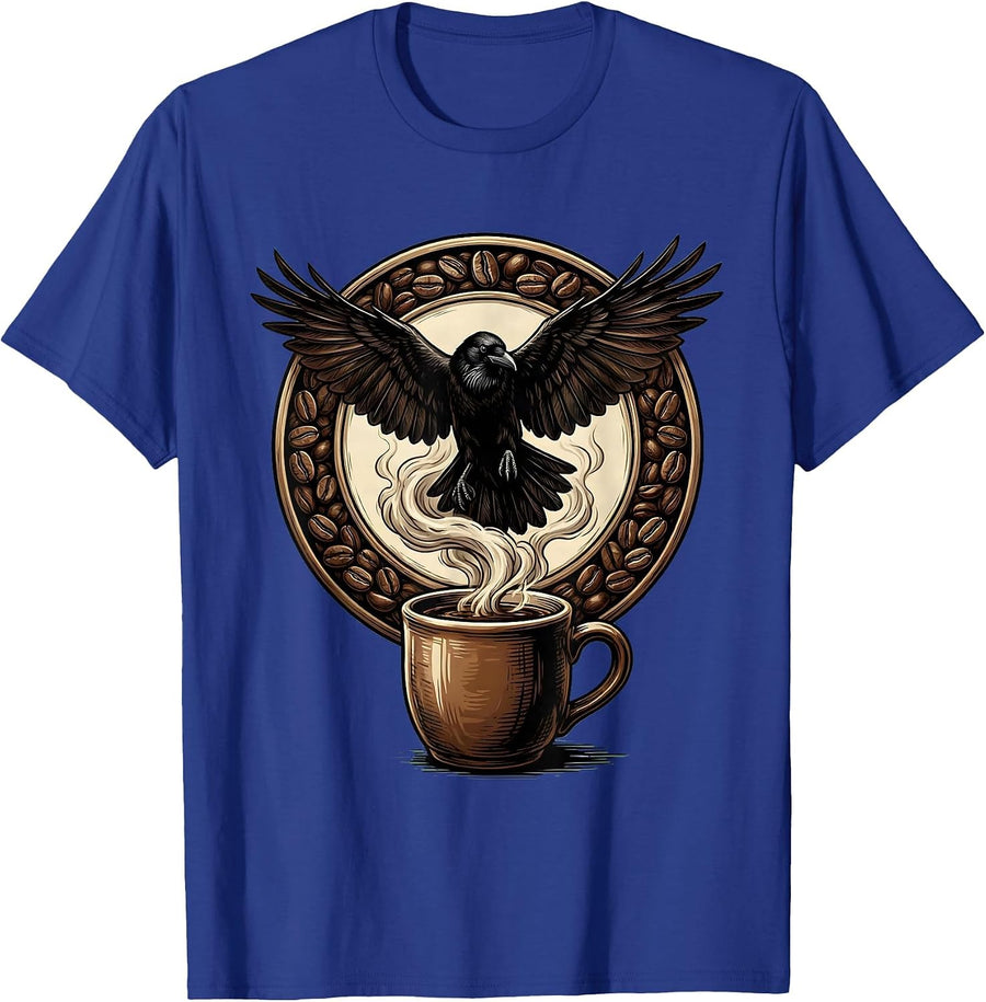 Crow Silhouette Coffee Mug Graphic Tee T-Shirt - Royal Blue
