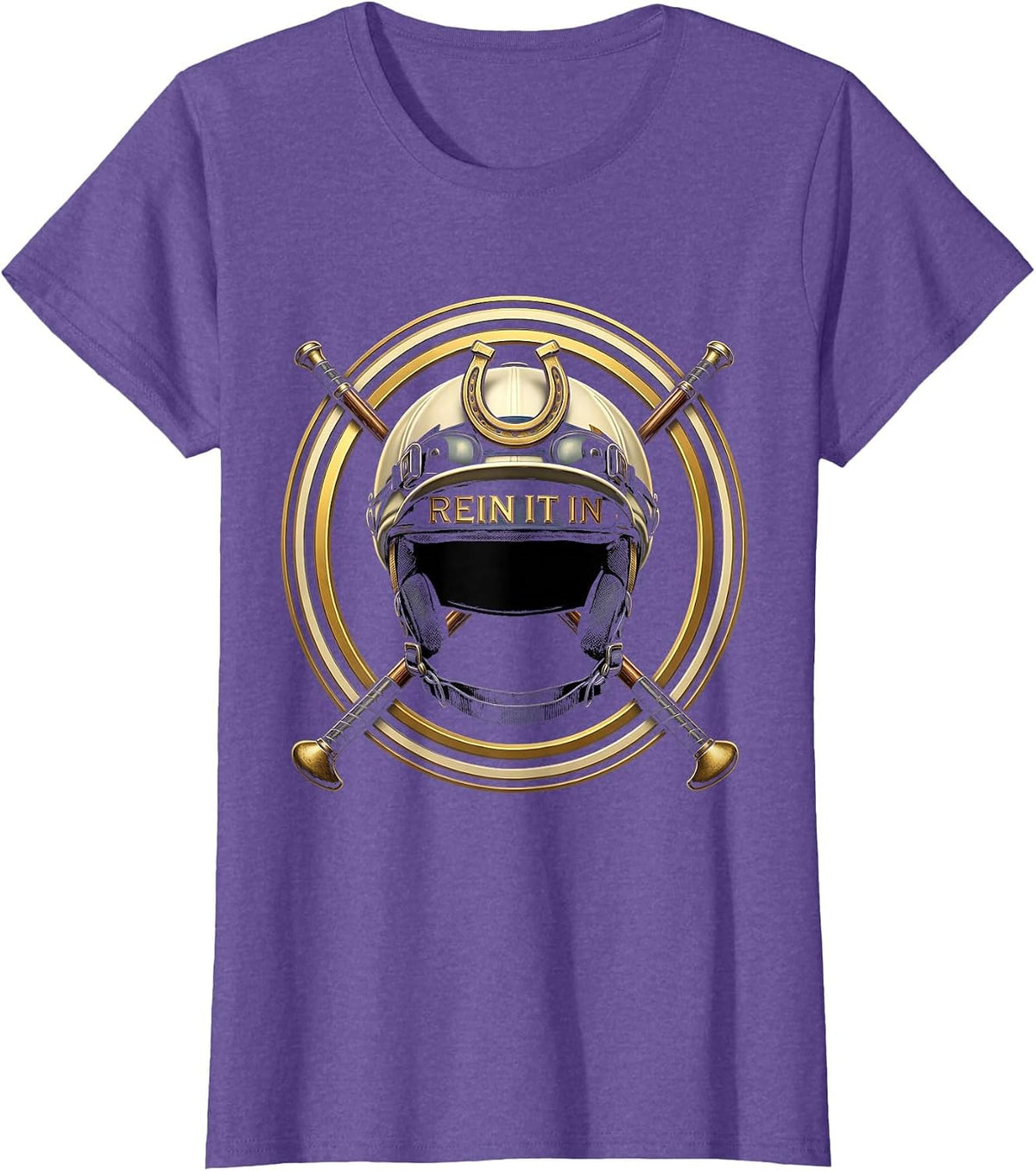 Rein It In Equestrian Horse Riding Design T-Shirt - Purple Heather