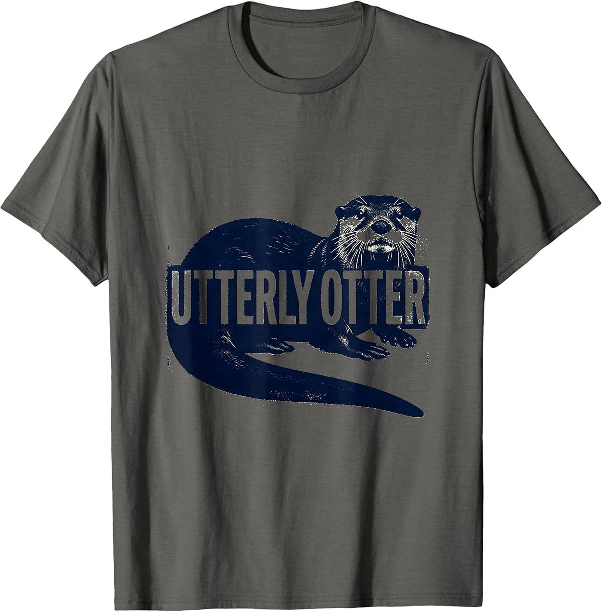 Men's Utterly Otter Funny Otter Lover Novelty Gift T-Shirt - Asphalt Grey