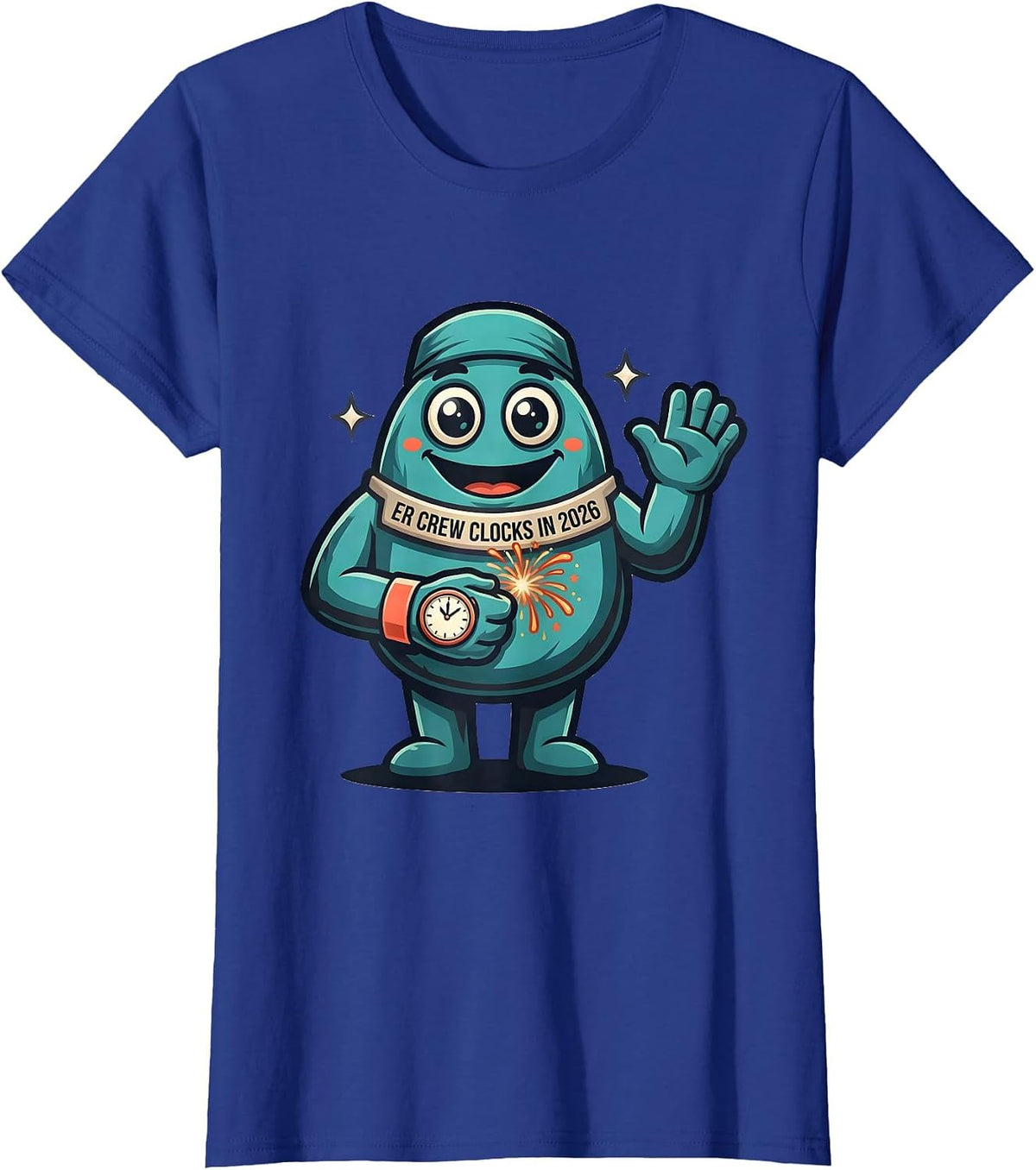 Women's ER Crew Clocks In 2026 Funny Nurse Crew New Year Eve Party T-Shirt - Royal Blue