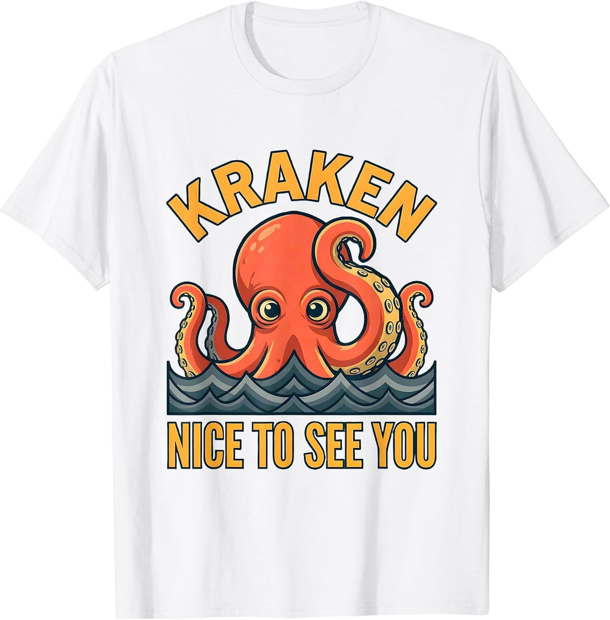 Men's Kraken Nice To See You Vintage Sea Monster Octopus Lover T-Shirt - White