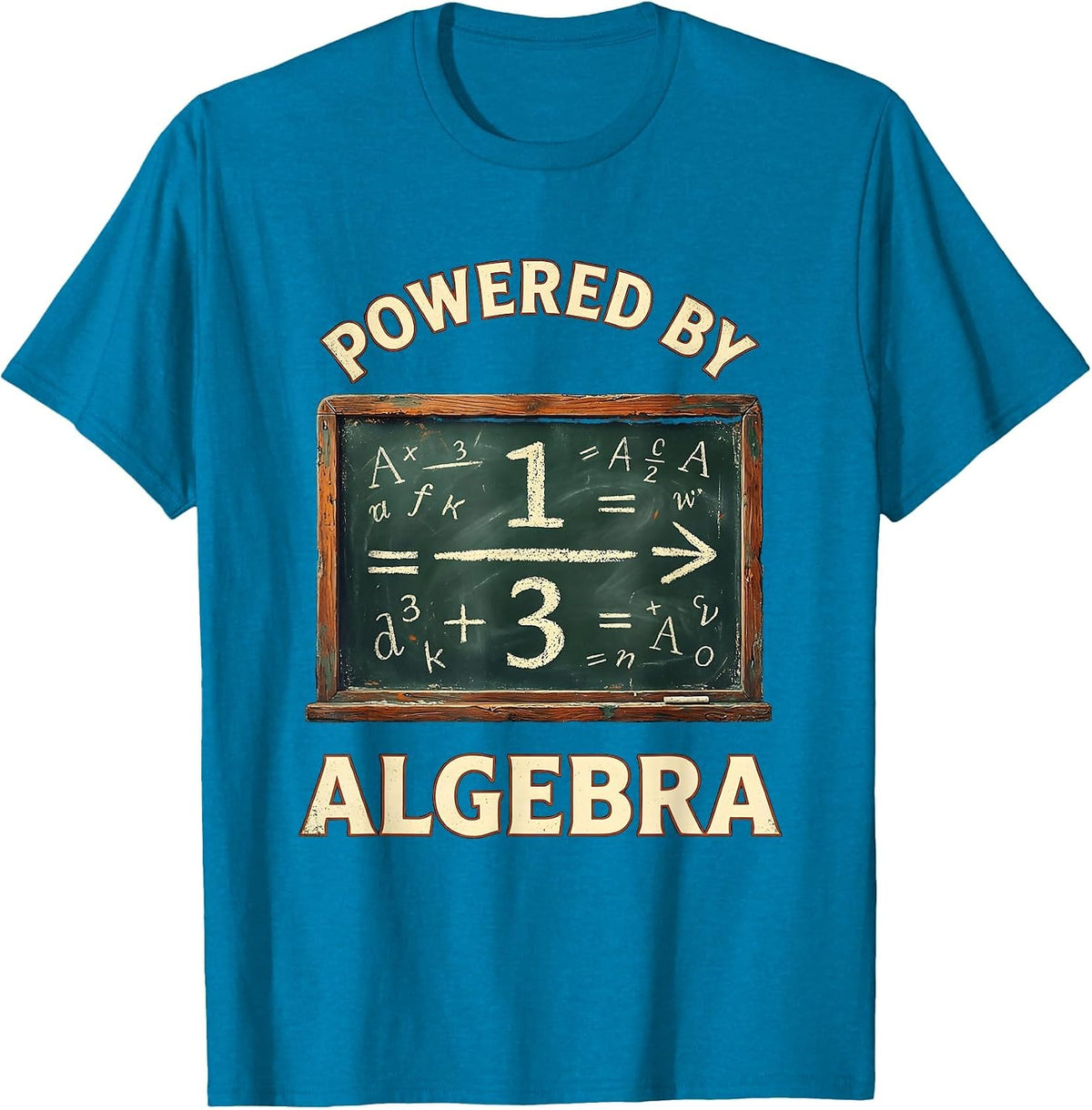 Powered By Algebra Vintage Math Design T-Shirt - Sapphire Blue