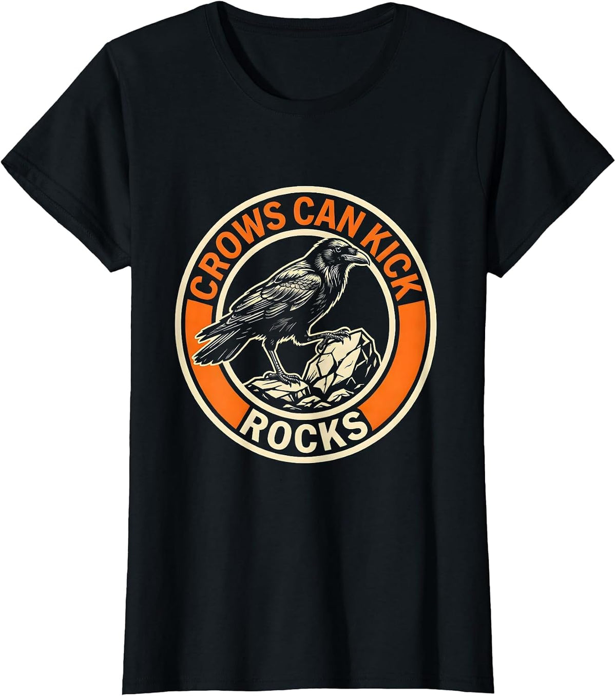 Crows Can Kick Rocks Bold Attitude Design T-Shirt - Black