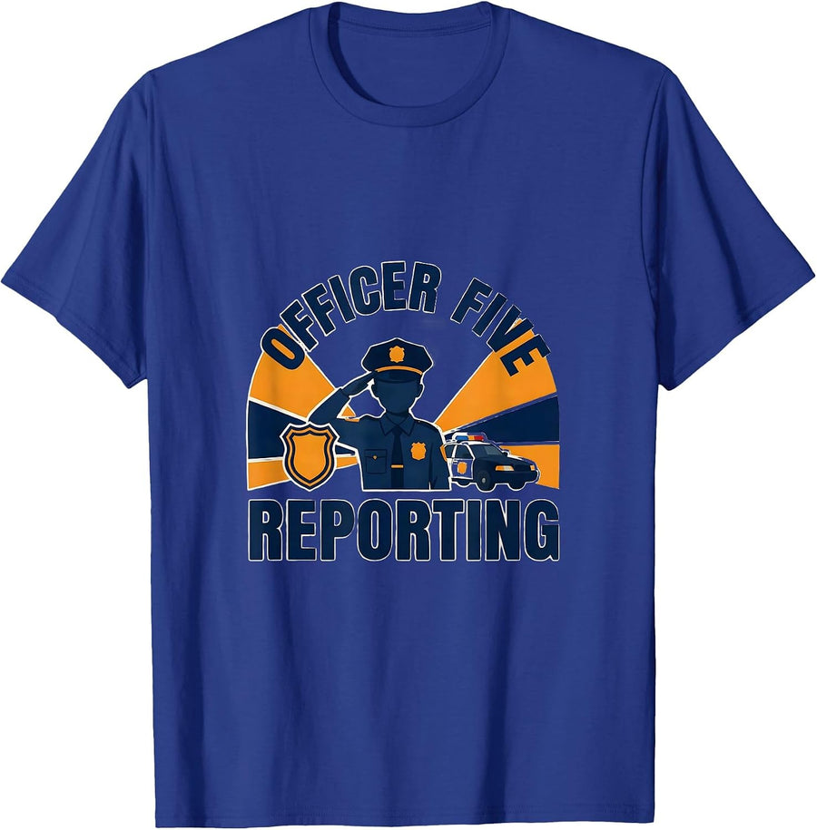 Officer Five, Reporting Playful Future Police Officer Kids T-Shirt - Royal Blue