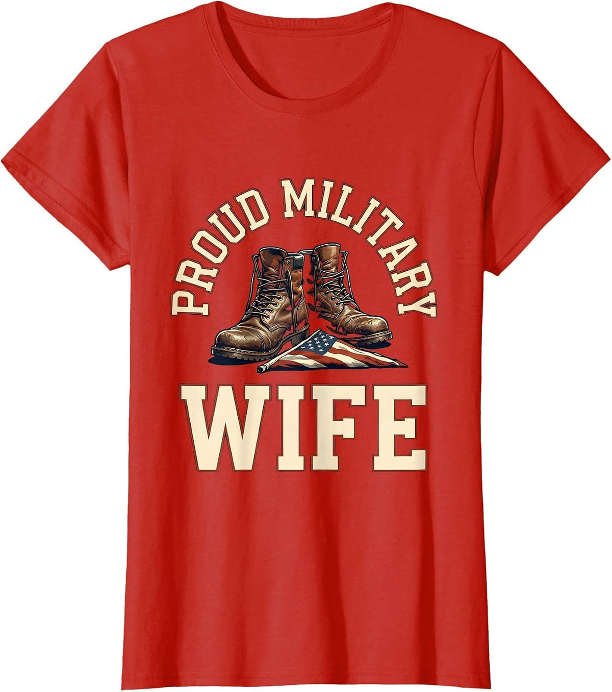 Proud Military Wife Sports Veteran Family Pride T-Shirt - Red