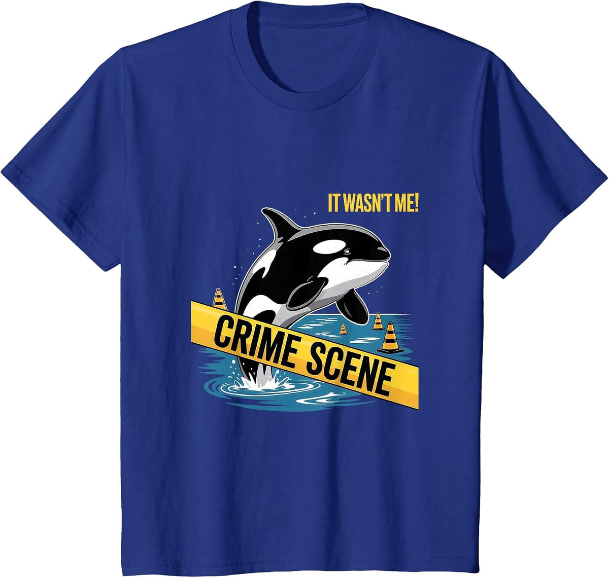 Orca Killer Whale Crime Scene Ocean T-Shirt - Royal Blue