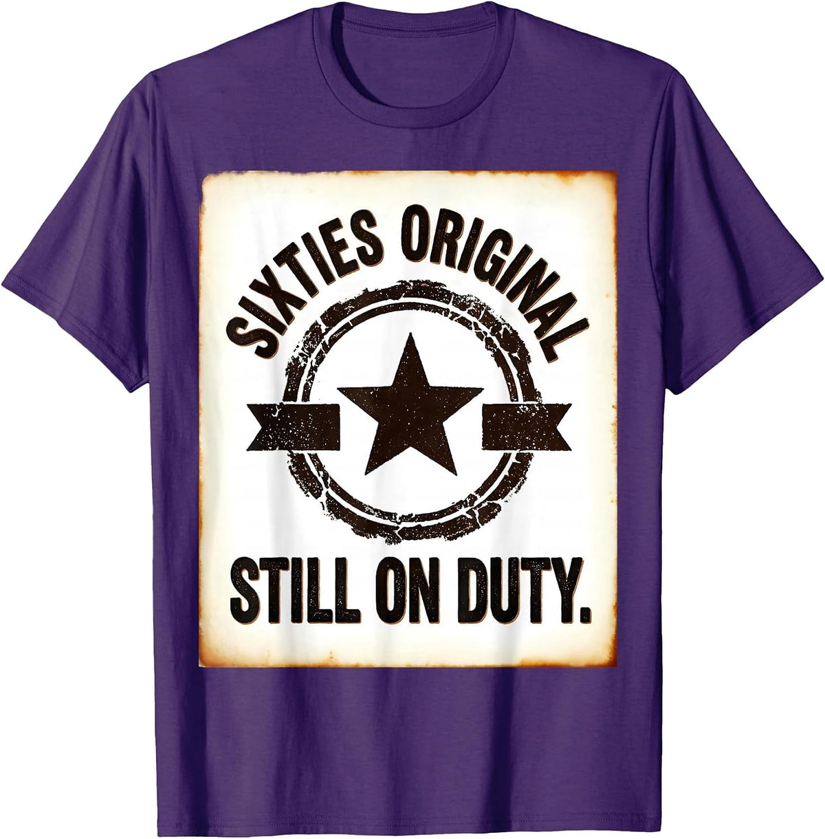Sixties Original Still On Duty Rubber Stamp 60th Birthday T-Shirt - Purple