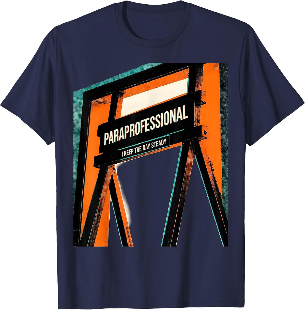 Men's Paraprofessional I Keep The Day Steady Risograph T-Shirt - Navy Blue