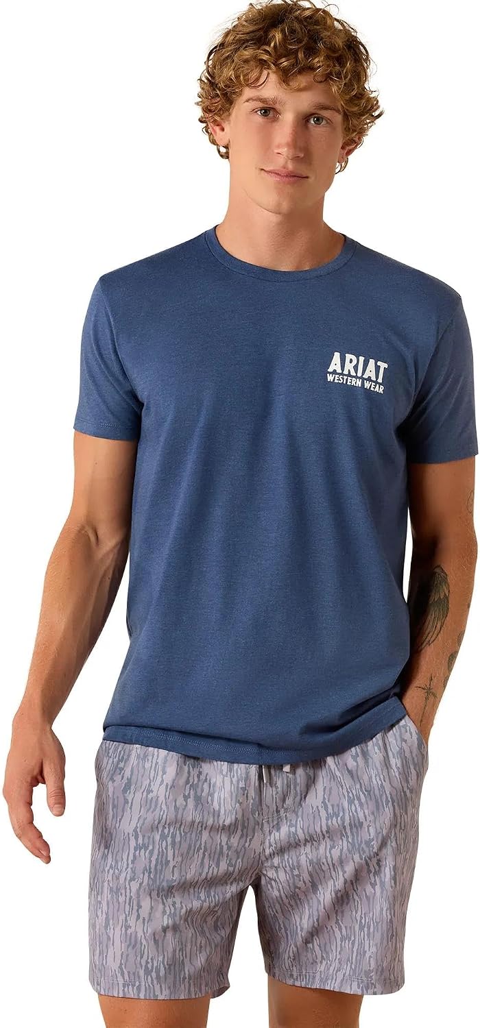 ARIAT Men's Outline Shop T-Shirt - Navy Heather