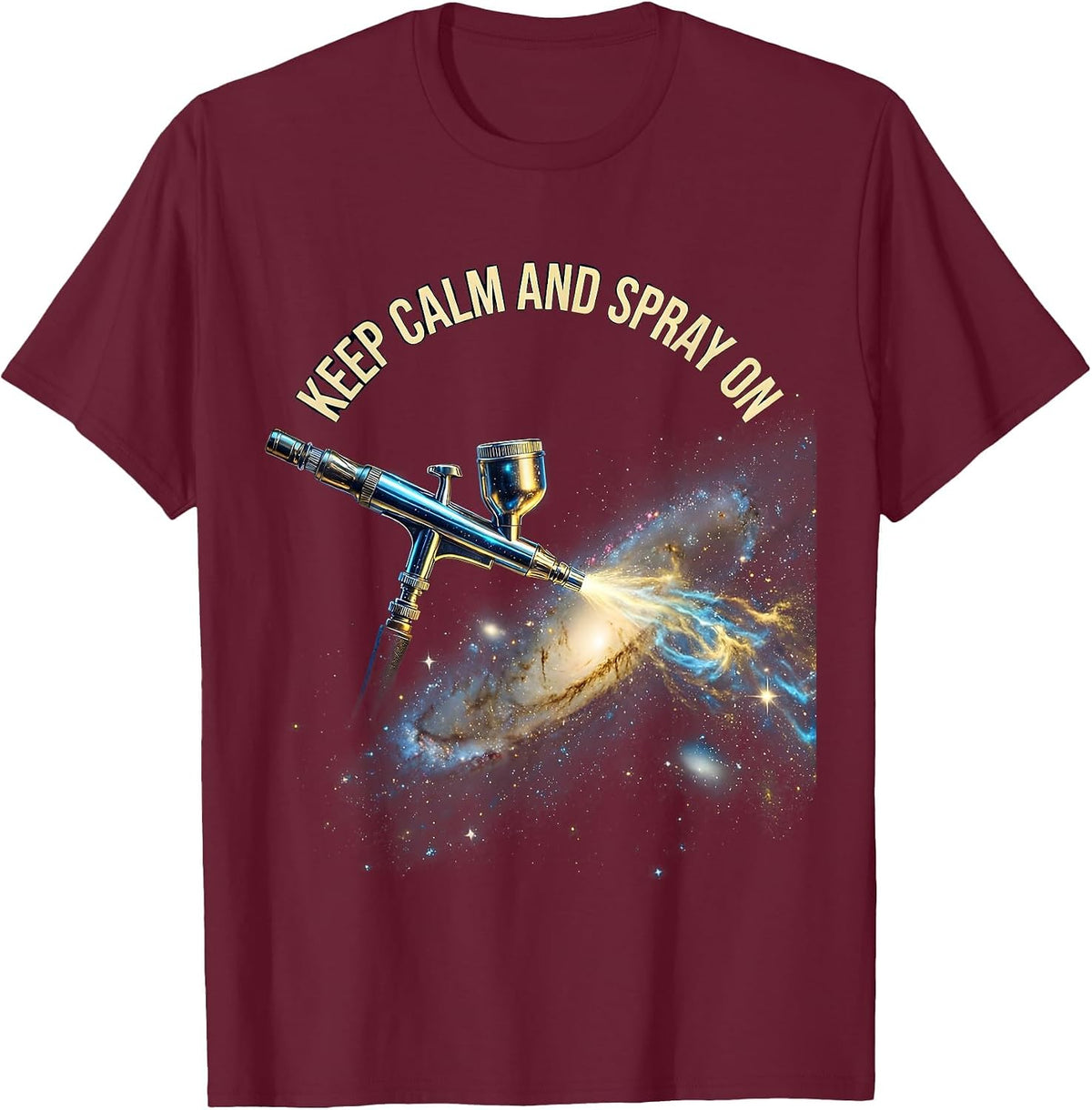 Keep Calm and Spray On Airbrush Art Design T-Shirt - Burgundy