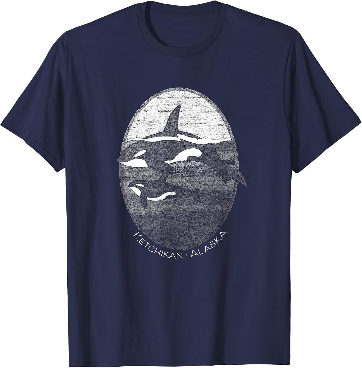 Ketchikan Alaska Orca Whale Graphic Souvenir T-Shirt - Navy Blue