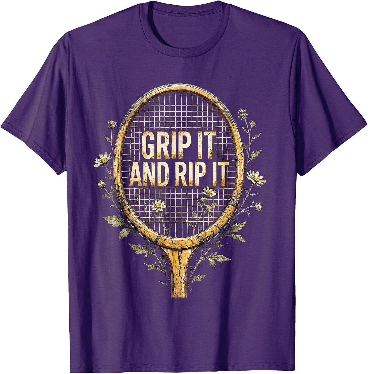 Grip It and Rip It Tennis Graphic Design T-Shirt - Purple