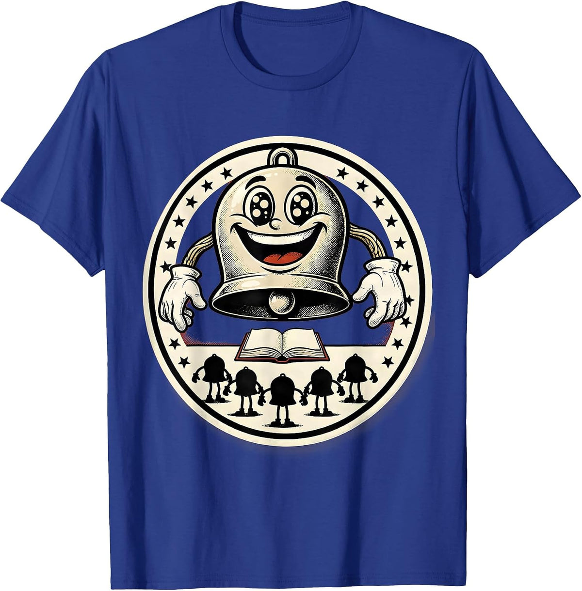 Teacher Squad Badge Retro Cartoon Christmas Squad T-Shirt - Royal Blue