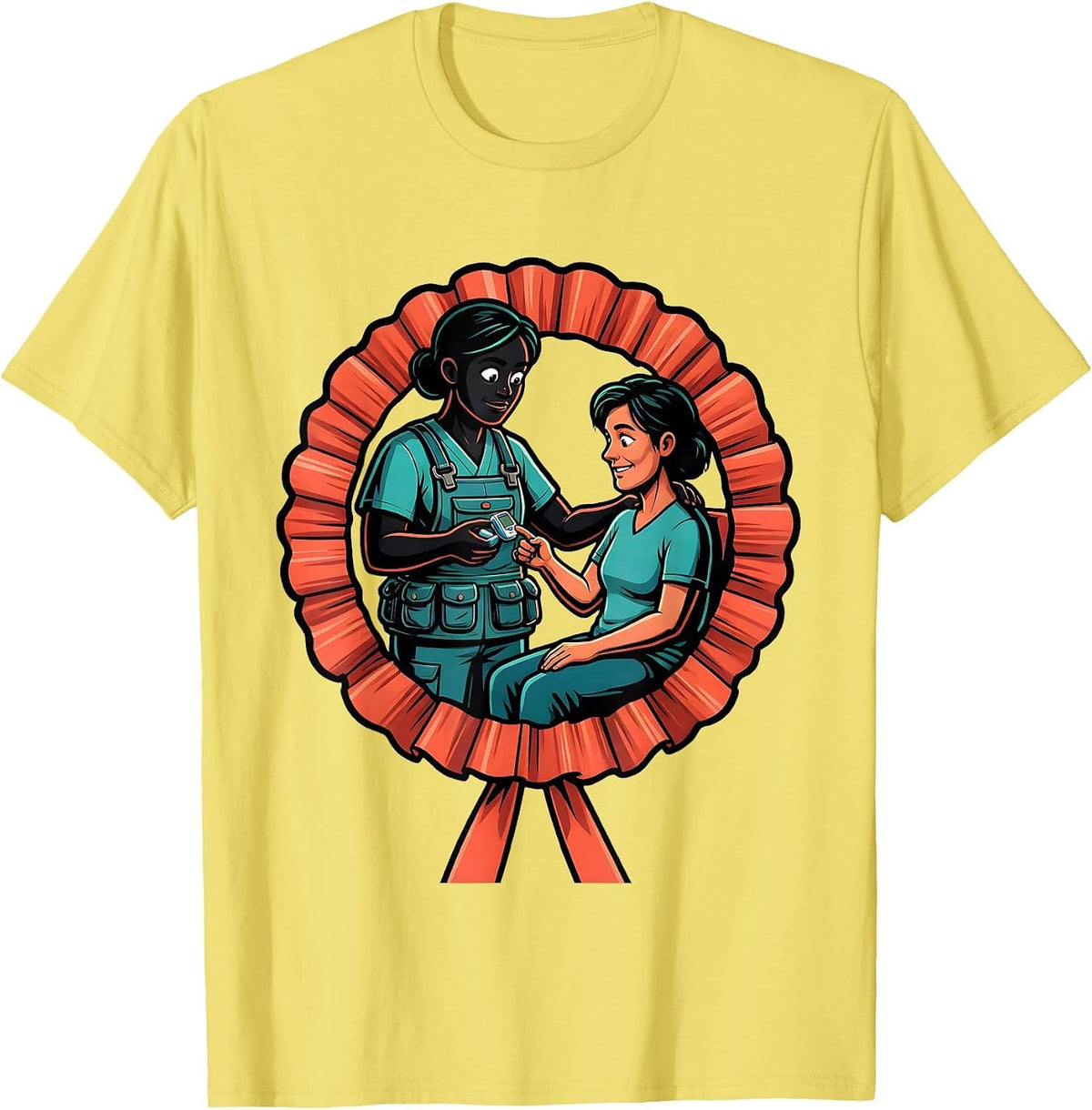 Men's Patient Care Technician Appreciation Cartoon Gift T-Shirt - Lemon Yellow