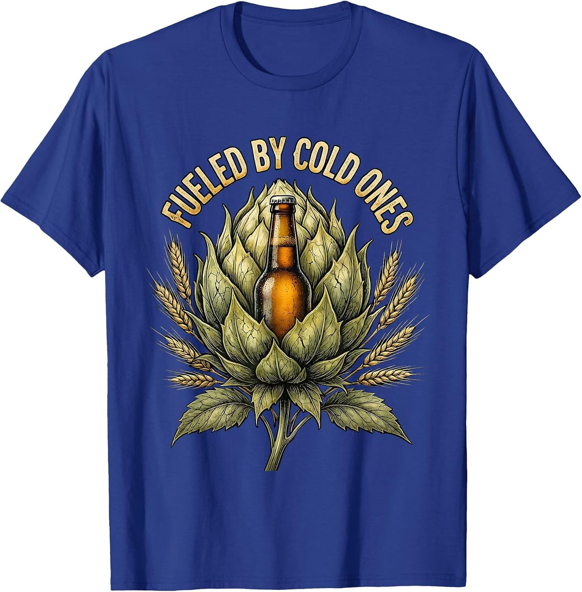 Fueled By Cold Ones Beer Lover Design T-Shirt - Royal Blue