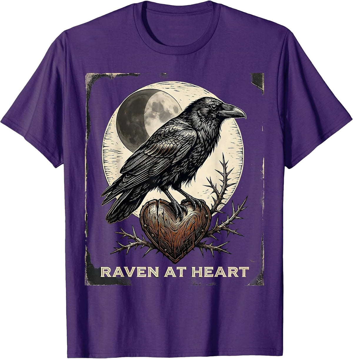 Raven At Heart Vintage Gothic Raven Crow Bird Lover T-Shirt - Purple