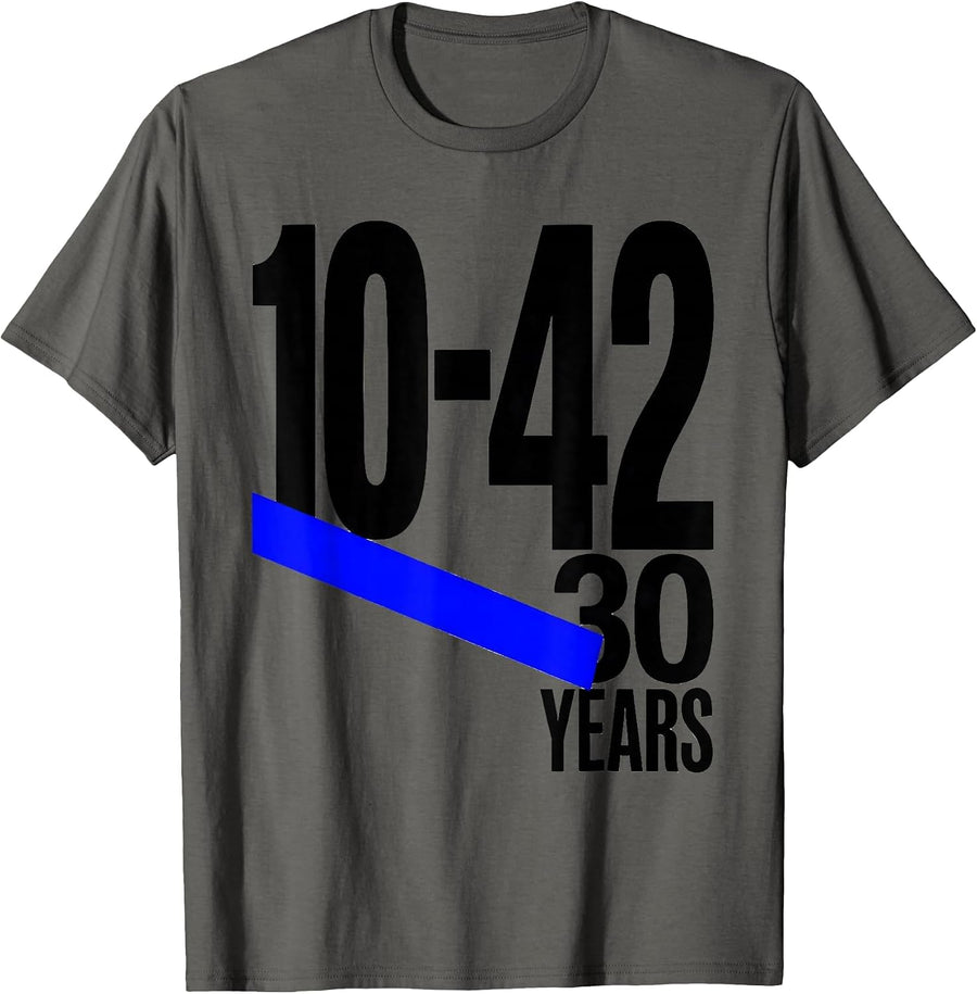 10-42 // 30 YEARS Thin Blue Line Police Support Officer T-Shirt - Asphalt Grey