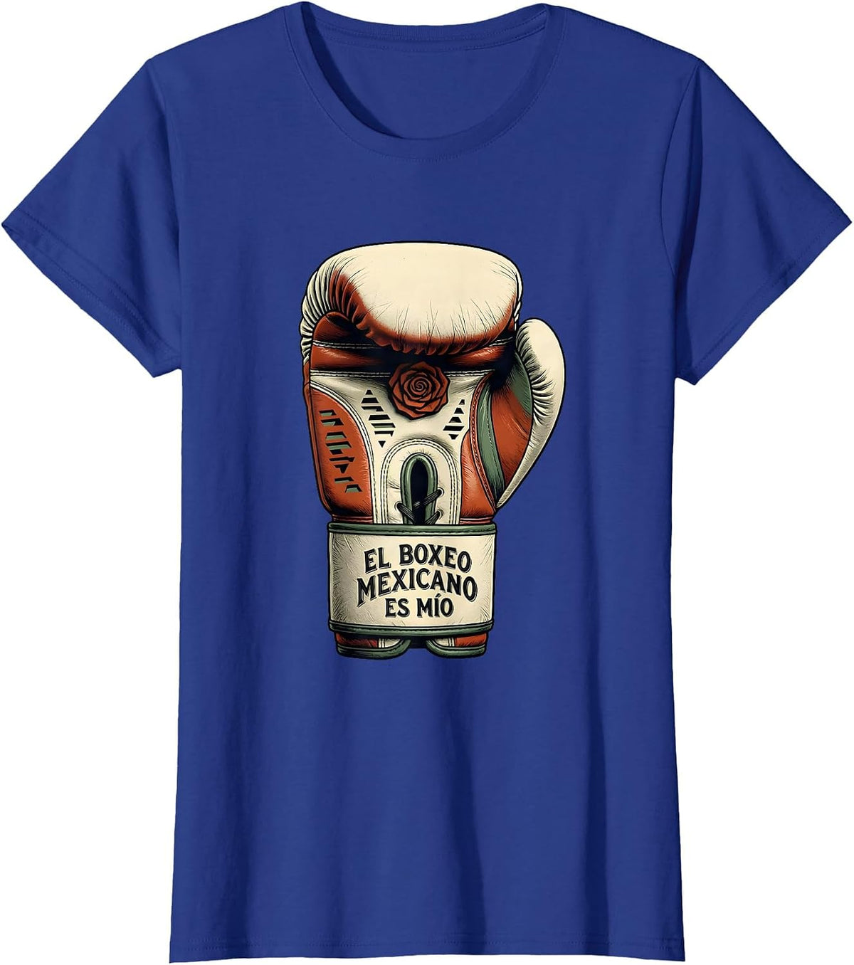 Women's El Boxeo Mexicano Es Mío Vintage Sign Painter Mexican Boxing T-Shirt - Royal Blue