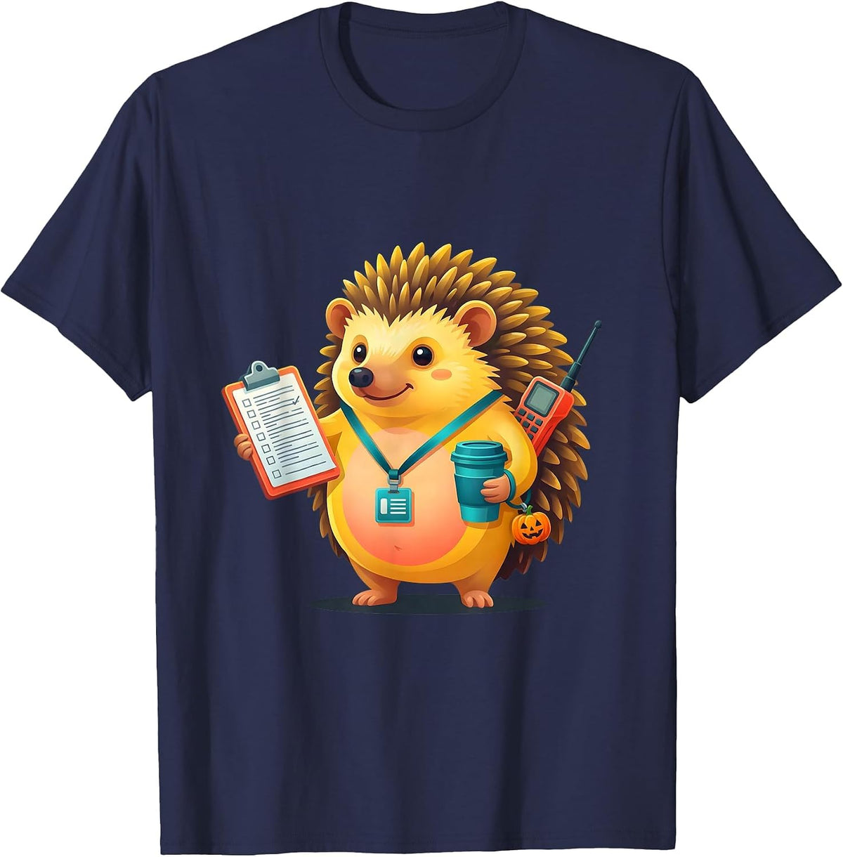 Friendly Hedgehog Para Normal Activities Paraprofessional T-Shirt - Navy Blue