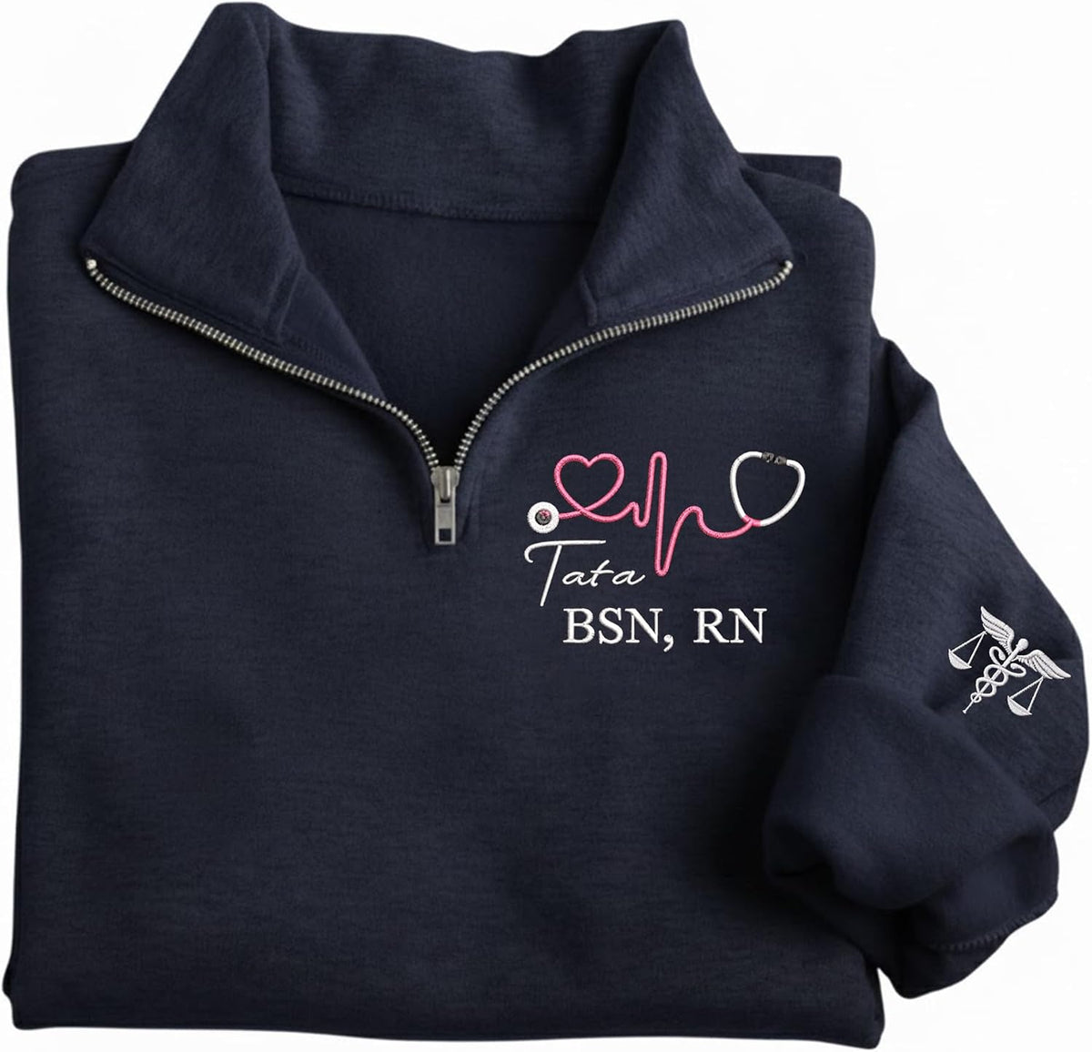 GODMERCH Personalized Nurse Quarter Zip Sweatshirt, Custom Embroidered Nurse Sweatshirt, RN Sweatshirts Gift for Nurses -