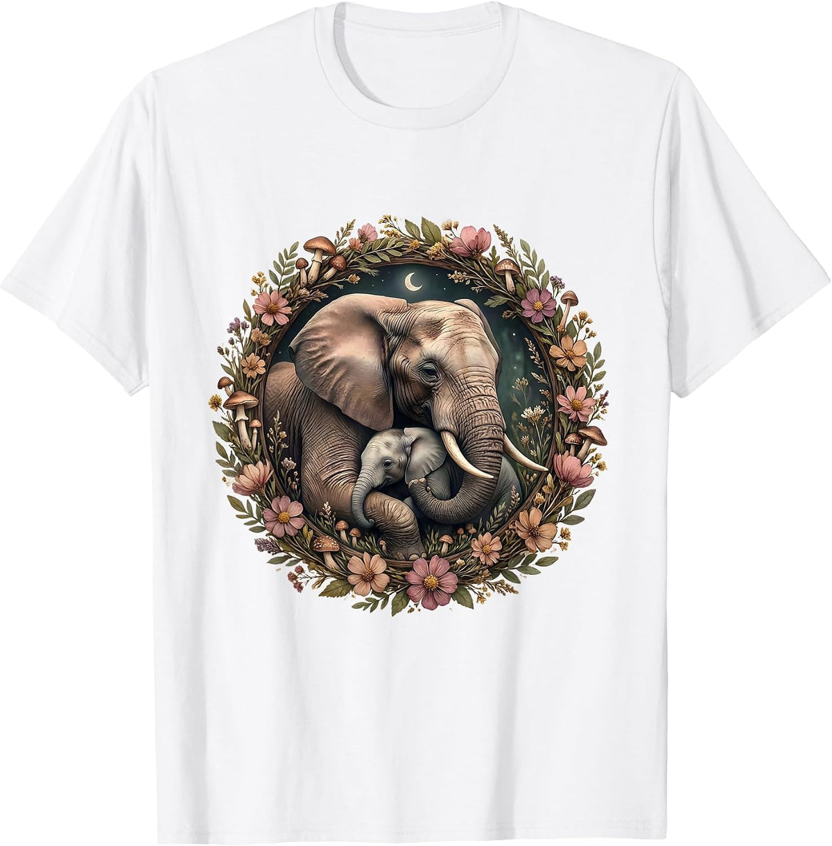 Mama and Baby Elephant Bond Maternity Gift T-Shirt - White