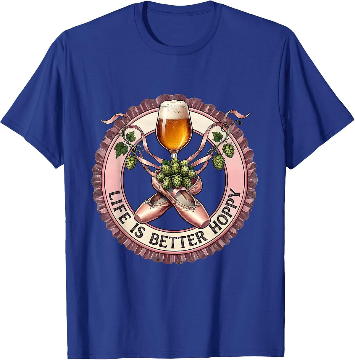 Men's Life Is Better Hoppy Beer Lover Design T-Shirt - Royal Blue