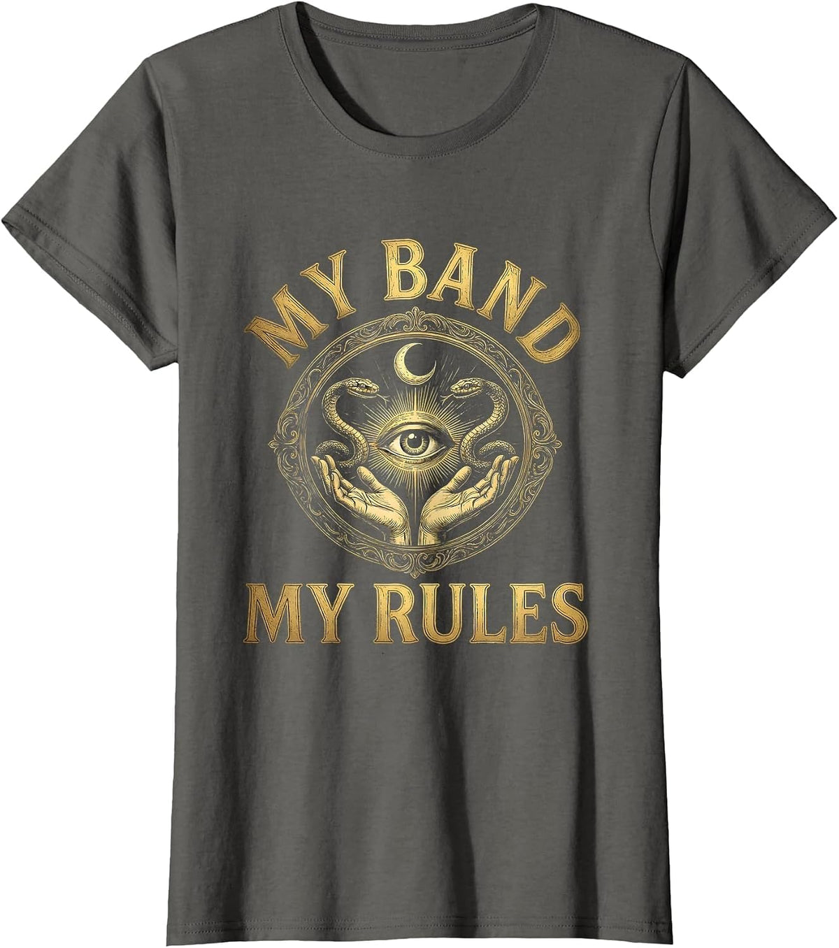 Women's My Band My Rules Bold Music Graphic Design T-Shirt - Asphalt Grey