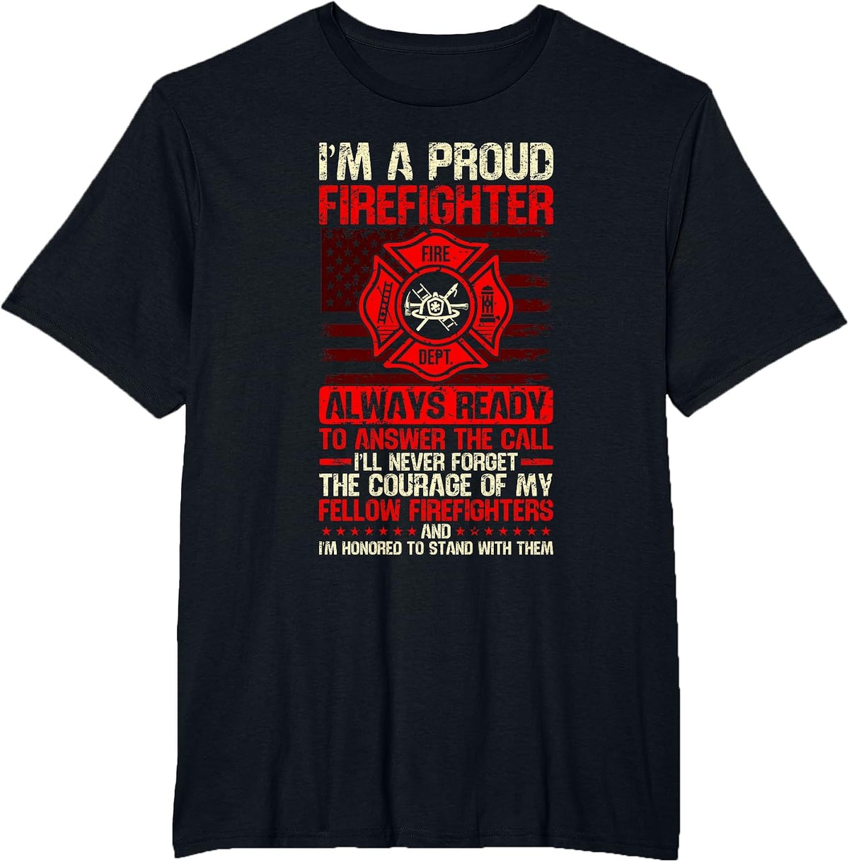 Fireman Firefighter T-Shirt - Black