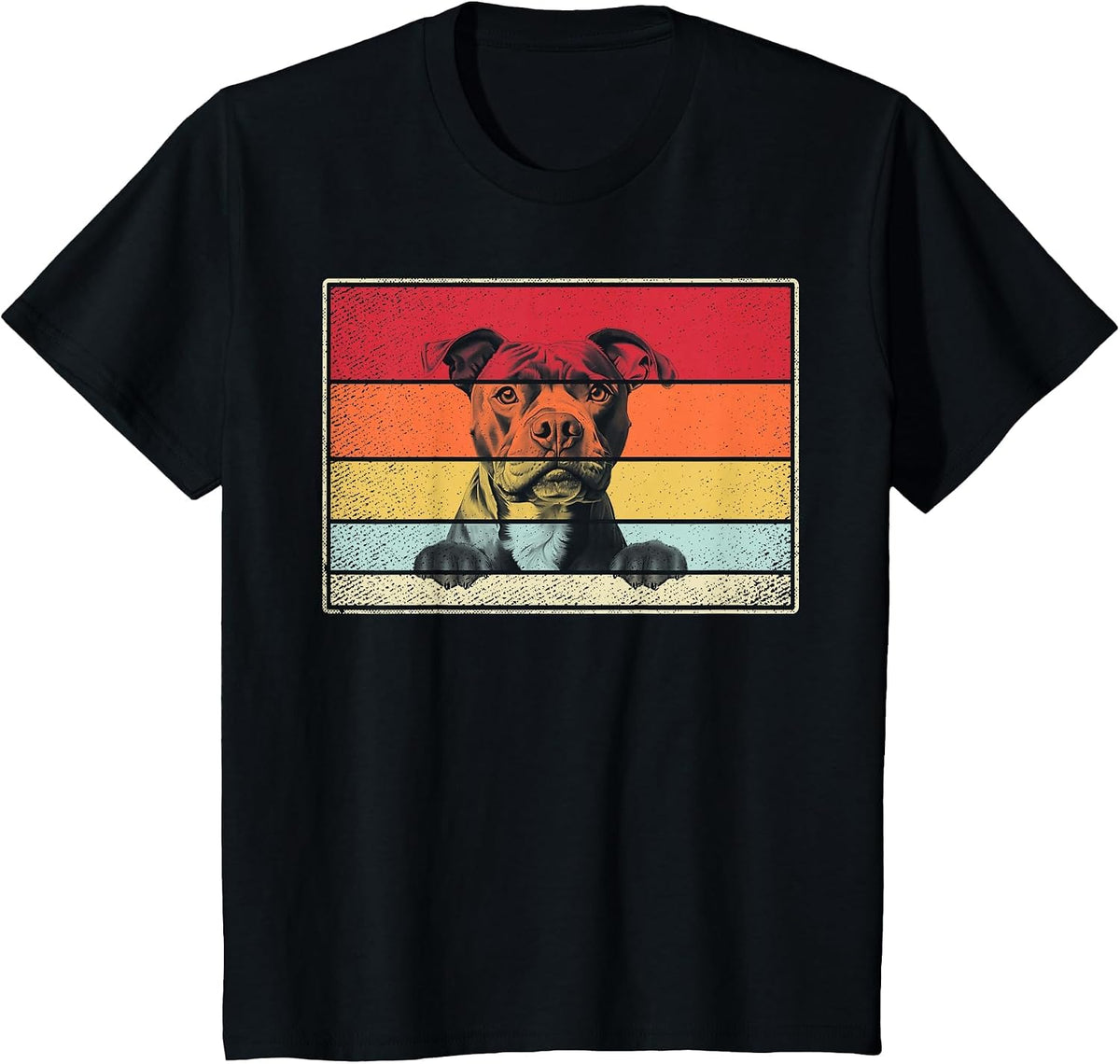 Staffy Dog Classic Retro Vintage Style T-Shirt - Black