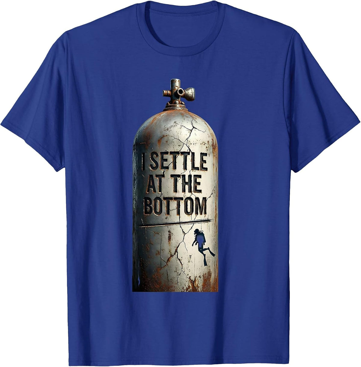 Men's I Settle At The Bottom Distressed Scuba Diving Diver Humor T-Shirt - Royal Blue