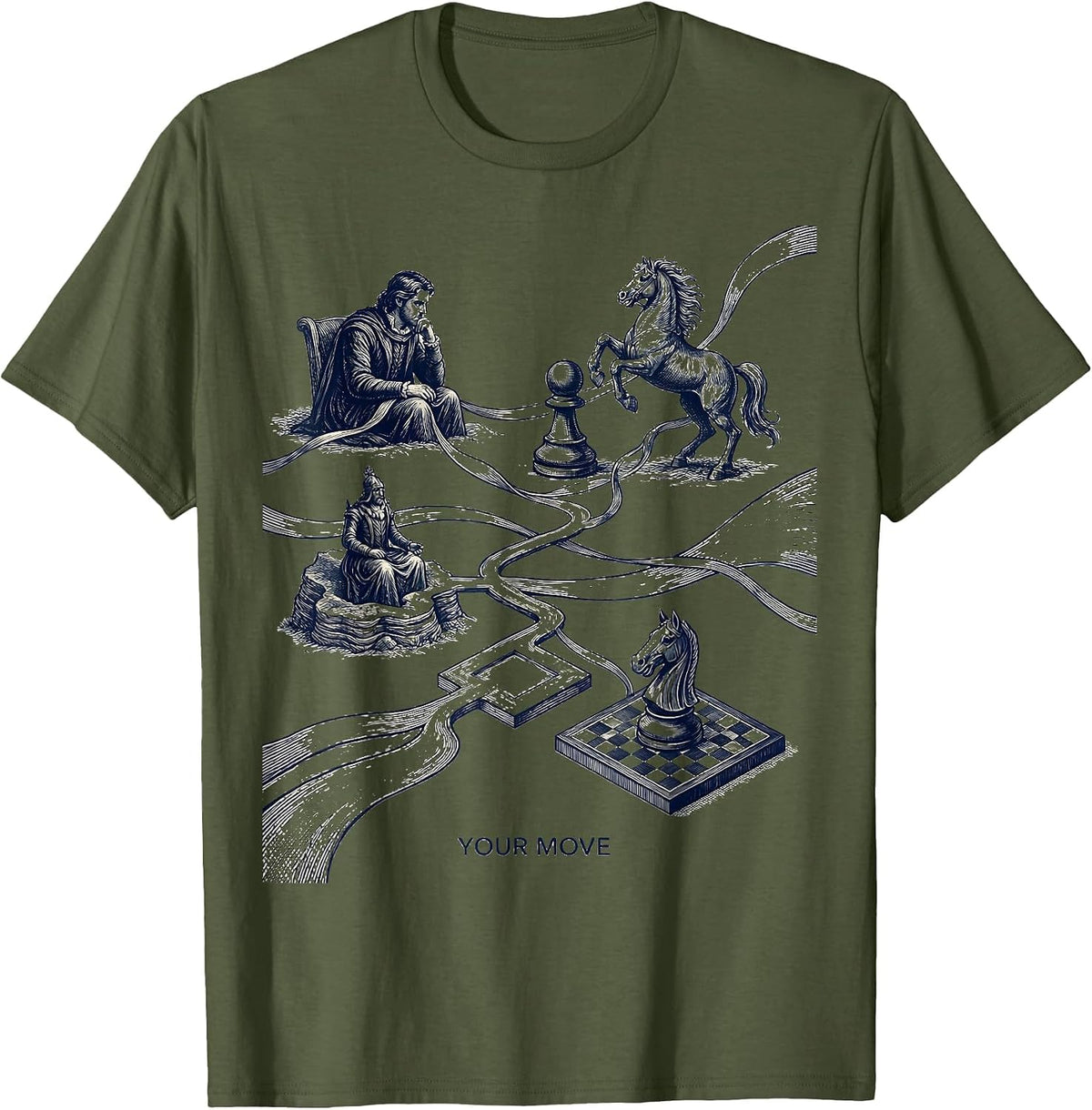 Your Move Chess Player Deadpan Humor Chess Lover Gift T-Shirt - Olive Green