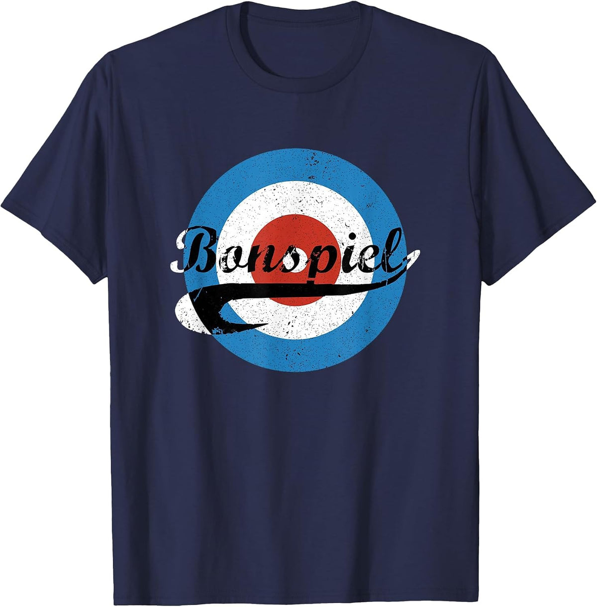 Bonspiel Curling Rink Retro Distressed T-Shirt T-Shirt - Navy Blue