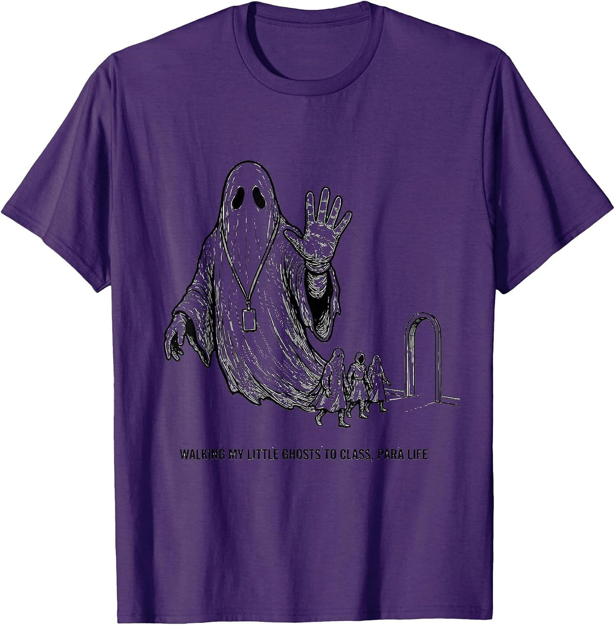 Walking My Little Ghosts to Class, Para Life T-Shirt - Purple